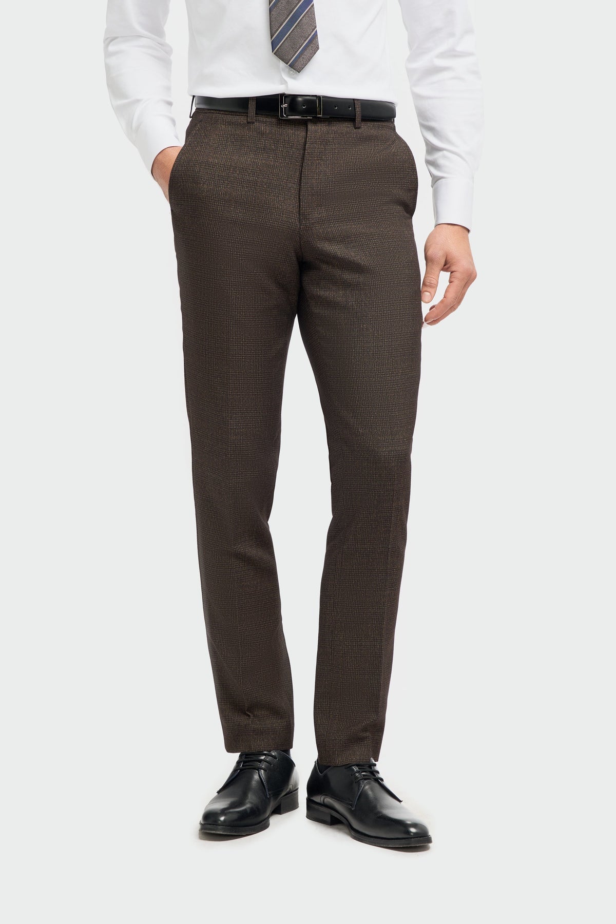 Caridi - Herrbyxor i tweed, brunt