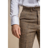Albert - Herrbyxor i tweed med bruna detaljer