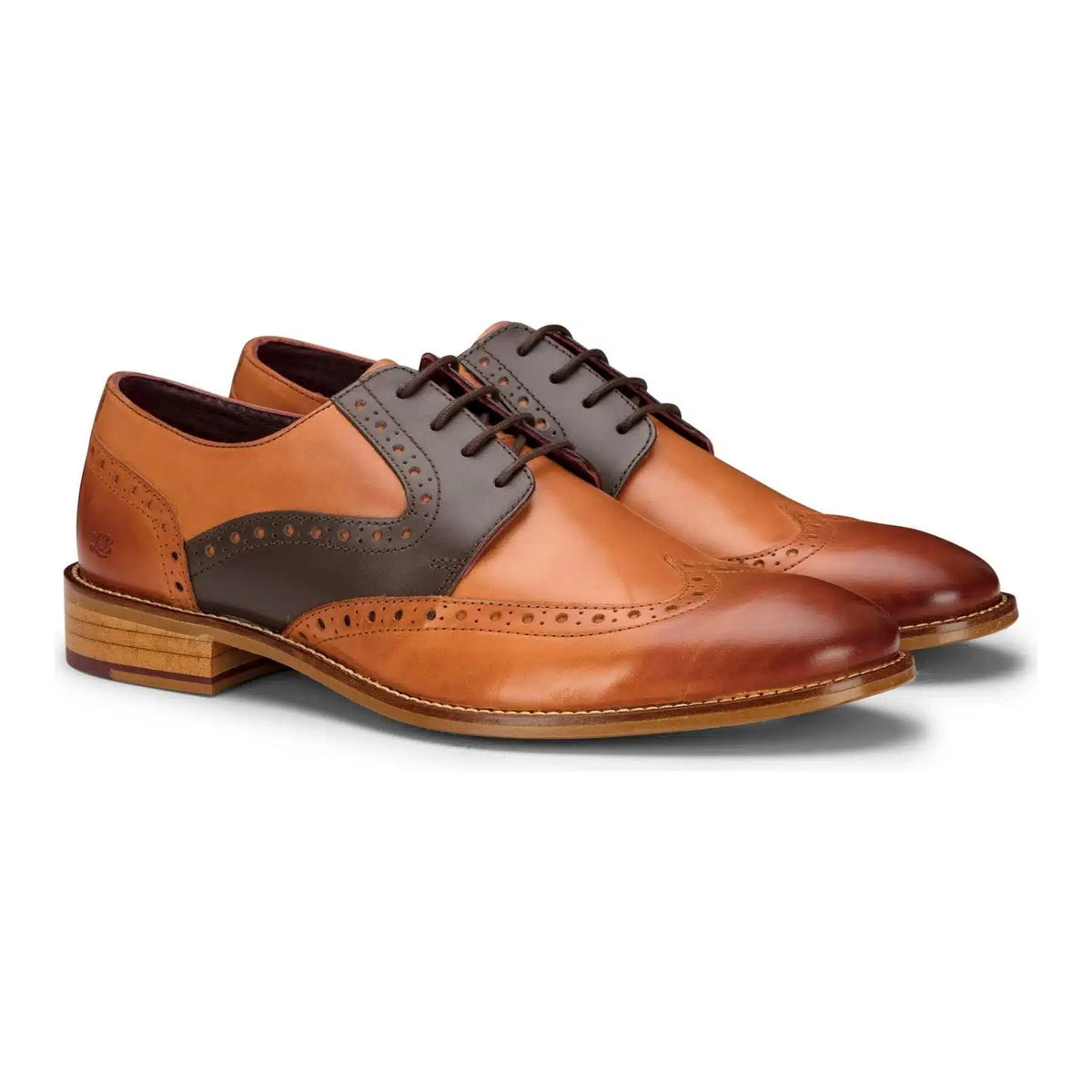 Herr Brun Marinblå Brun Röd Brogue Skor Snörade Klassiska Vintage Formella Äkta Läder