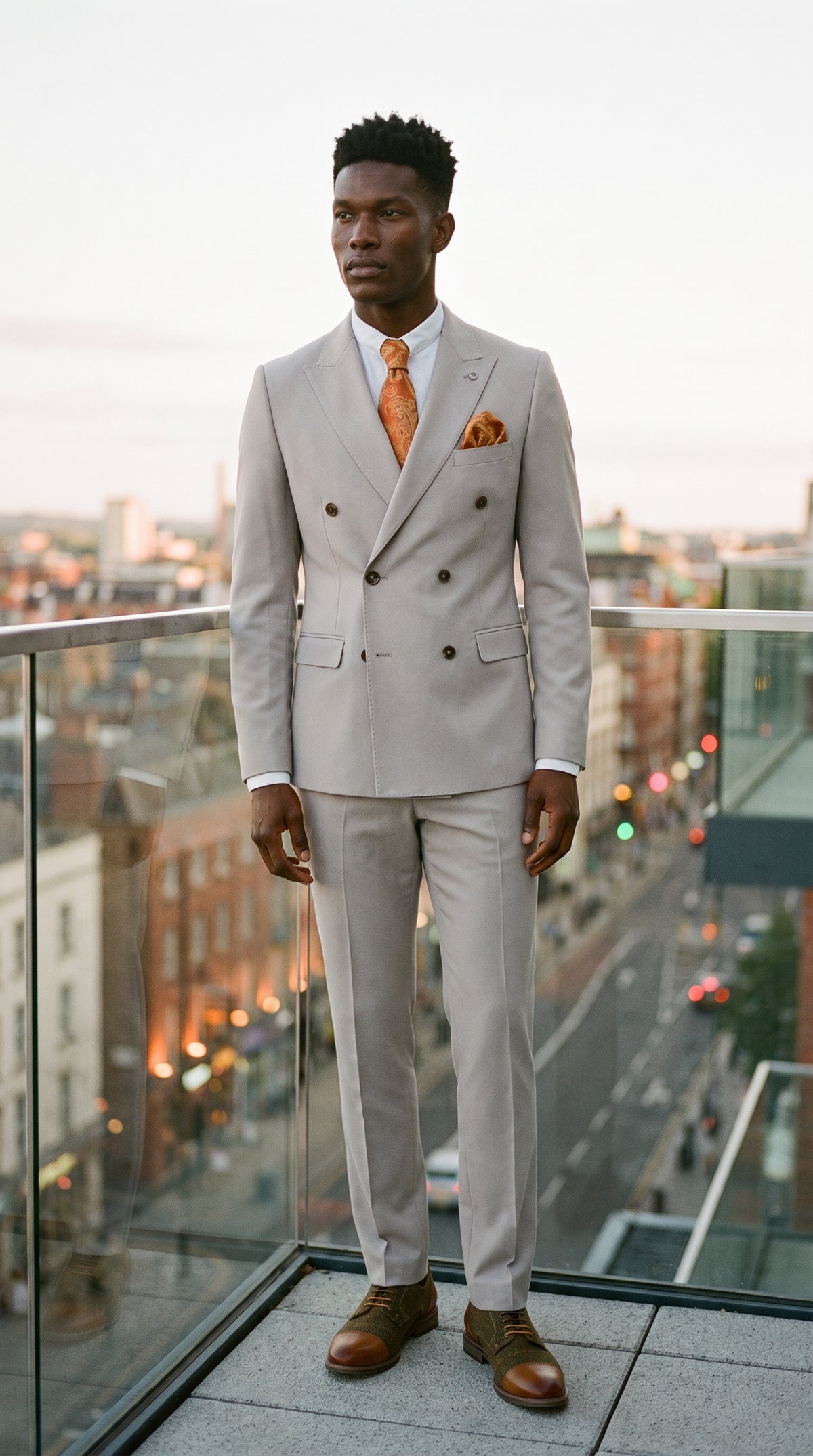 Look #660 styled with Mayfair - Herrkostym i sten, 2-delad dubbelknäppt