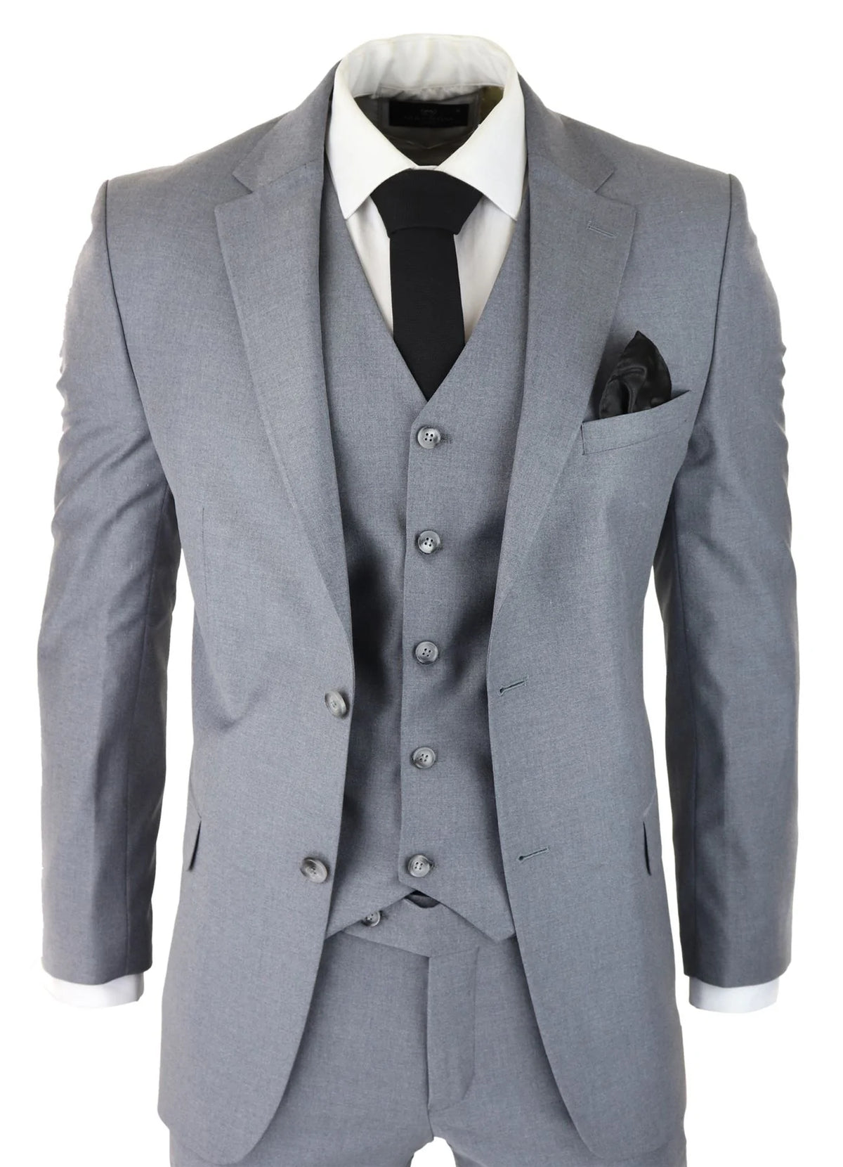 Herr Klassisk Grå 3-delad Kostym Slim Fit Vintage Retro Elegant Formell Bröllop