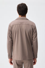 Herrkavaj i mjuk jersey, taupebrun, elegant casualjacka