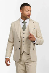 Herrkostym i ull, 3 delad krämbeige, slim fit, klassisk, bröllopsfest, vintage, 1920-tal