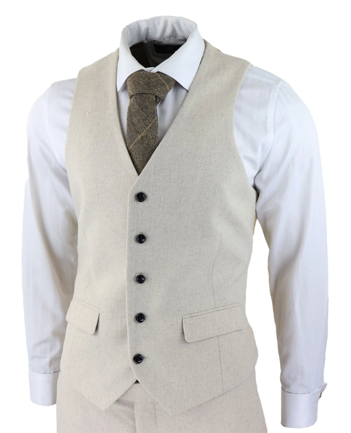 Herrkostym i ull, 3 delad krämbeige, slim fit, klassisk, bröllopsfest, vintage, 1920-tal
