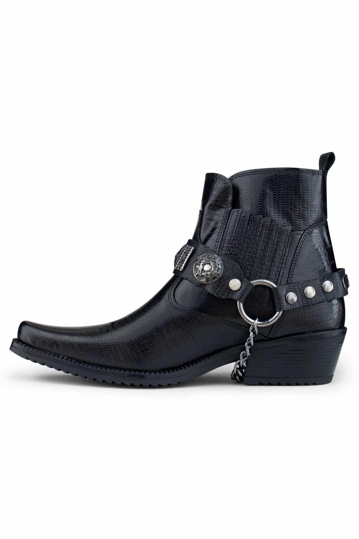 Cowboystövlar i äkta läder med kedja