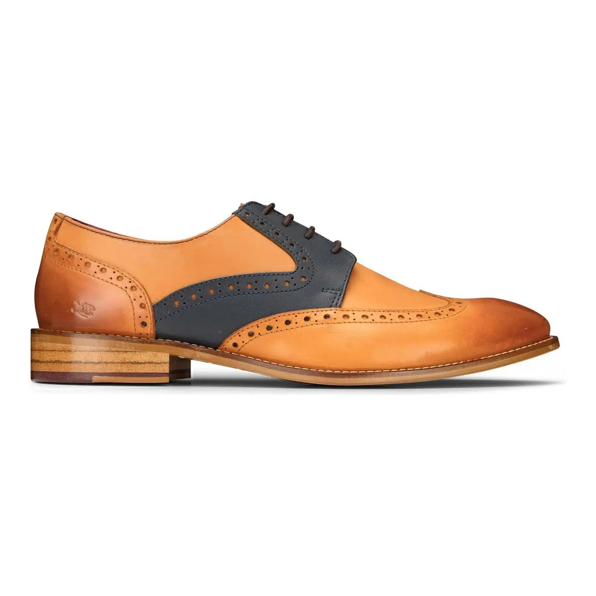 Herr Brun Marinblå Brun Röd Brogue Skor Snörade Klassiska Vintage Formella Äkta Läder