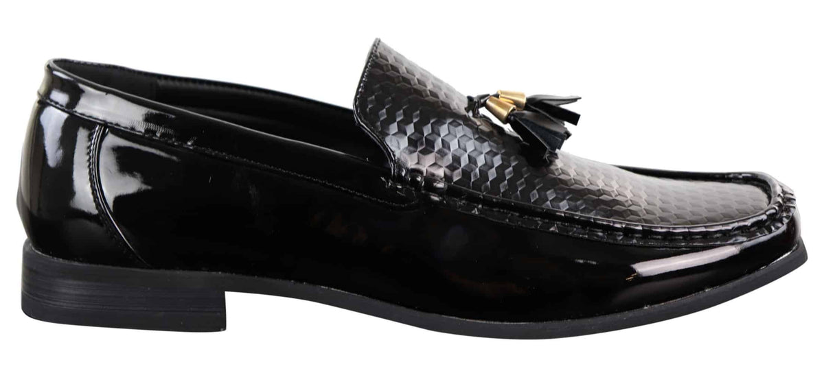 Svarta slip-on-skor med tofsar för män