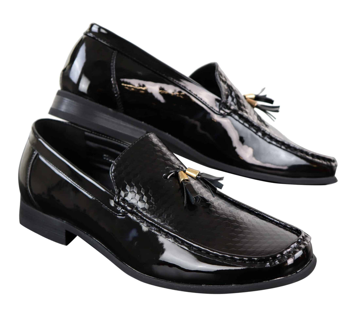 Svarta slip-on-skor med tofsar för män