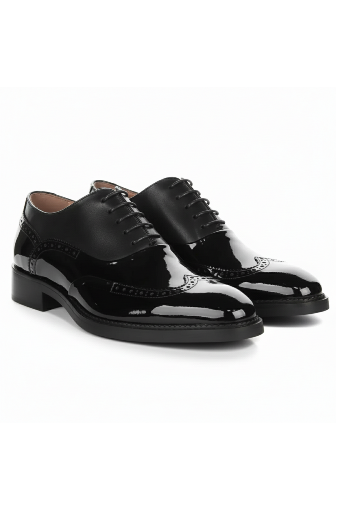 Harry - Herrskor i svart lackläder med brogues