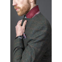 Joshua herrkostym i 3 delar, grön tweed, smal passform