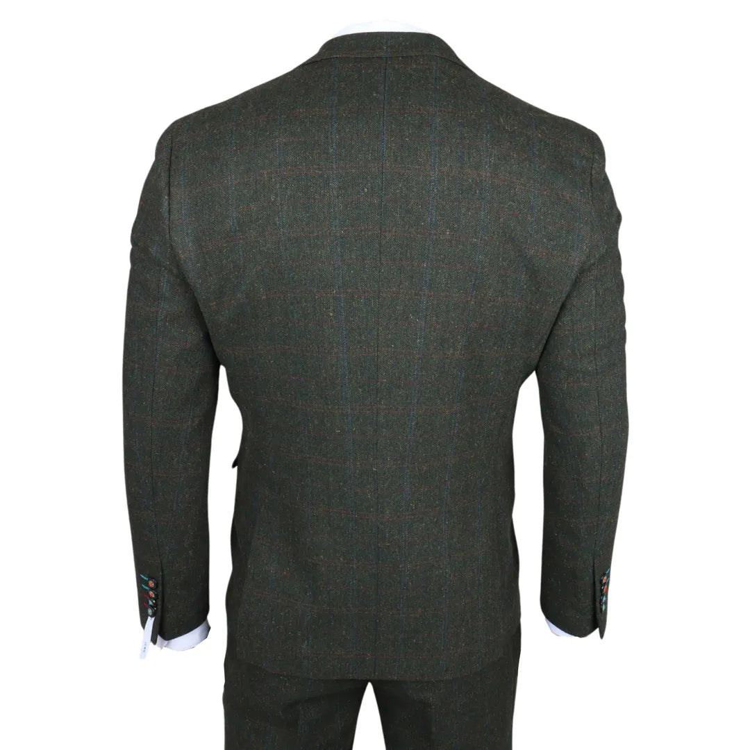 Joshua herrkostym i 3 delar, grön tweed, smal passform