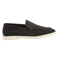 Svarta slip-on loafers i mocka för män, bekväm passform