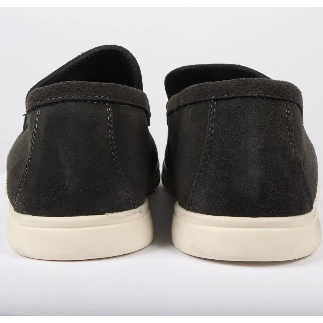 Svarta slip-on loafers i mocka för män, bekväm passform