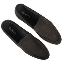 Svarta slip-on loafers i mocka för män, bekväm passform