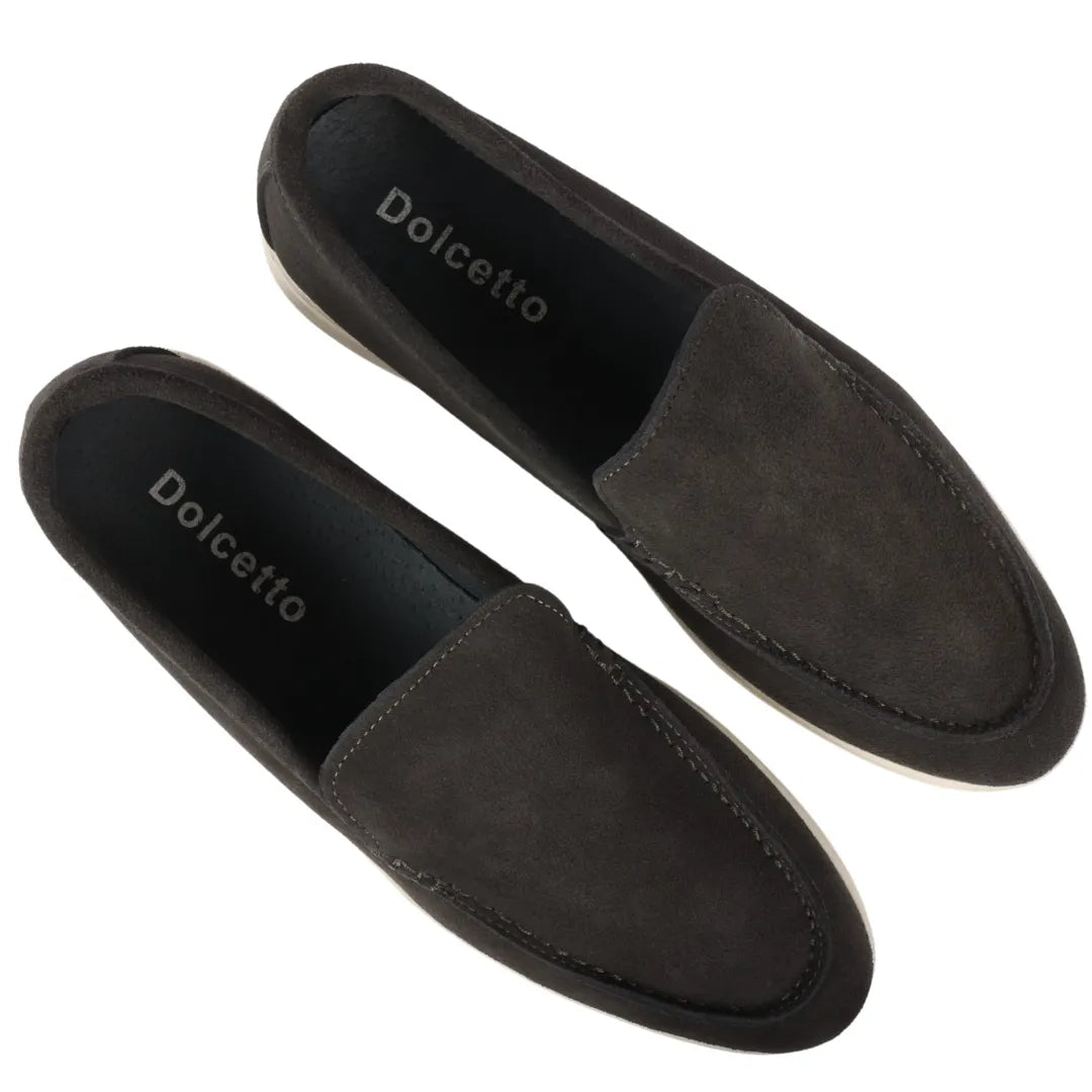 Svarta slip-on loafers i mocka för män, bekväm passform