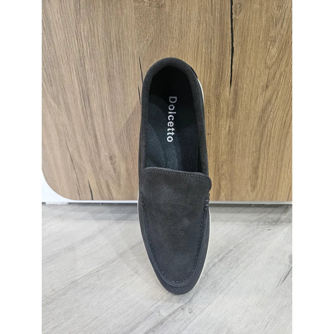 Svarta slip-on loafers i mocka för män, bekväm passform