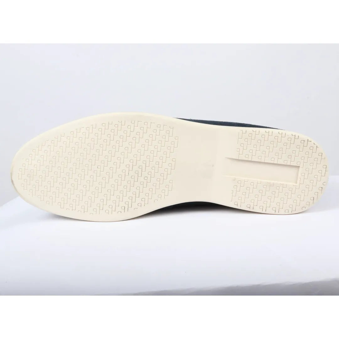 Marinblå slip-on loafers i mocka för män