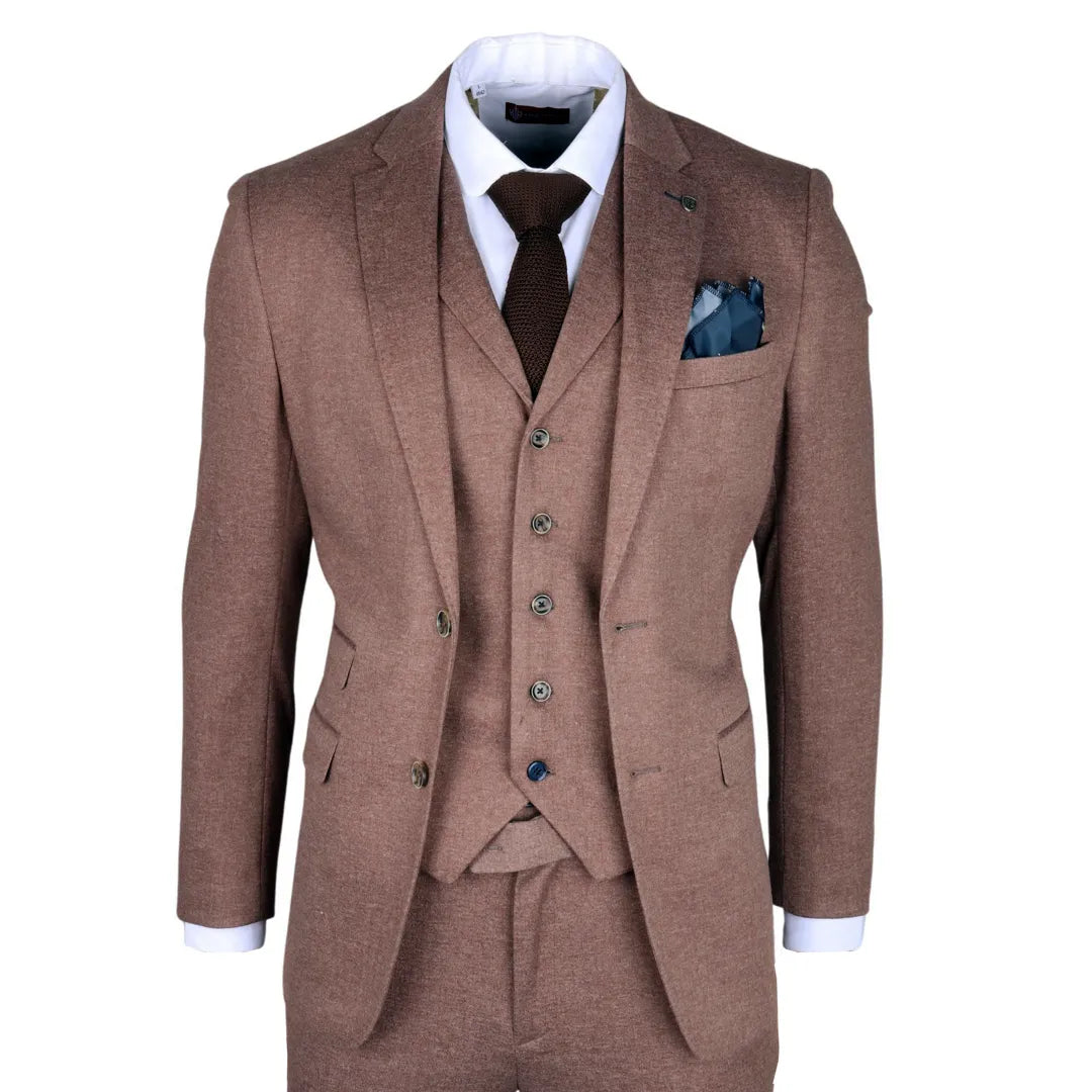 Nathan Herr Brun 3-Delad Slim Fit Kostym