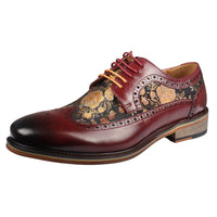 Ross - Röda brogueskor i läder med blommönster för män