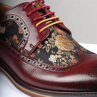 Ross - Röda brogueskor i läder med blommönster för män