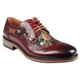 Ross - Röda brogueskor i läder med blommönster för män