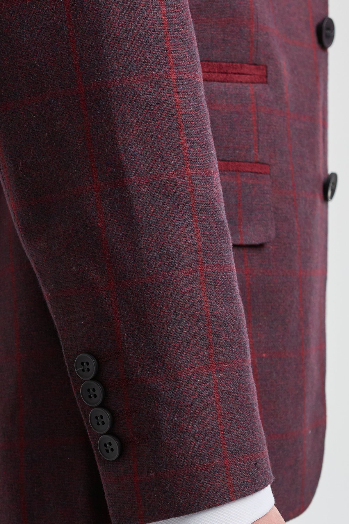 Herrkostym i ull, tweed, plommon, vinröd, 1920-tals Gatsby