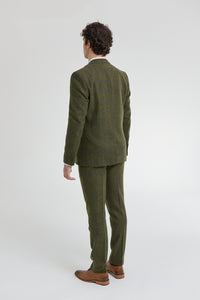 Herrkostym i ull, tweed, grön, blå, brun, rutig, 1920-tals Gatsby