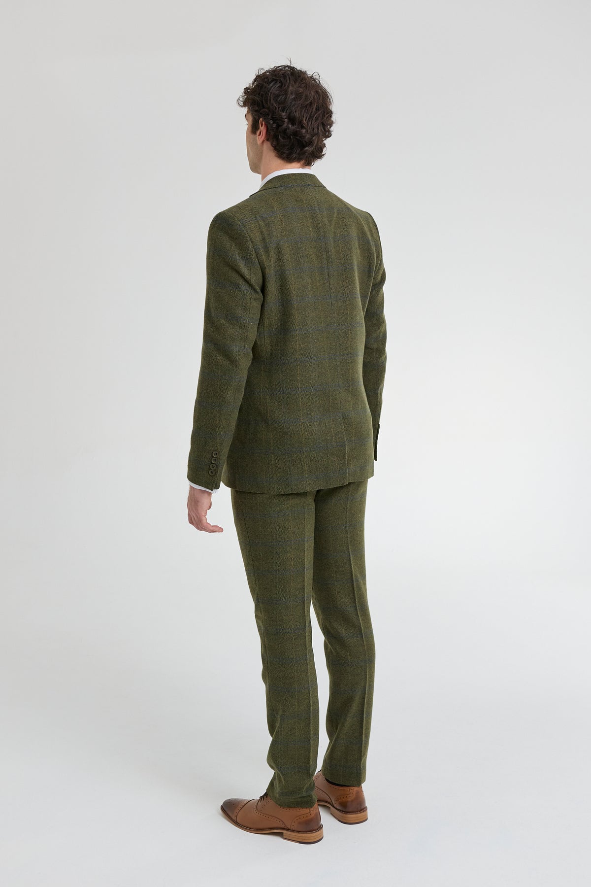 Herrkostym i ull, tweed, grön, blå, brun, rutig, 1920-tals Gatsby
