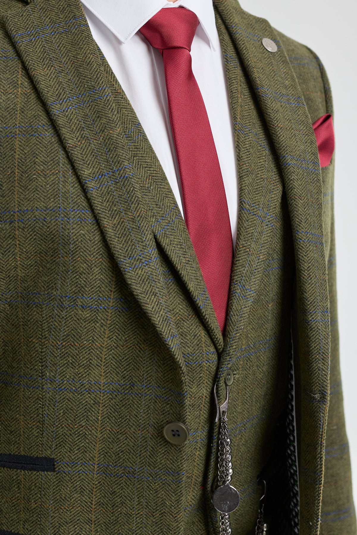 Herrkostym i ull, tweed, grön, blå, brun, rutig, 1920-tals Gatsby