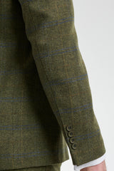 Herrkostym i ull, tweed, grön, blå, brun, rutig, 1920-tals Gatsby