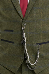 Herrkostym i ull, tweed, grön, blå, brun, rutig, 1920-tals Gatsby