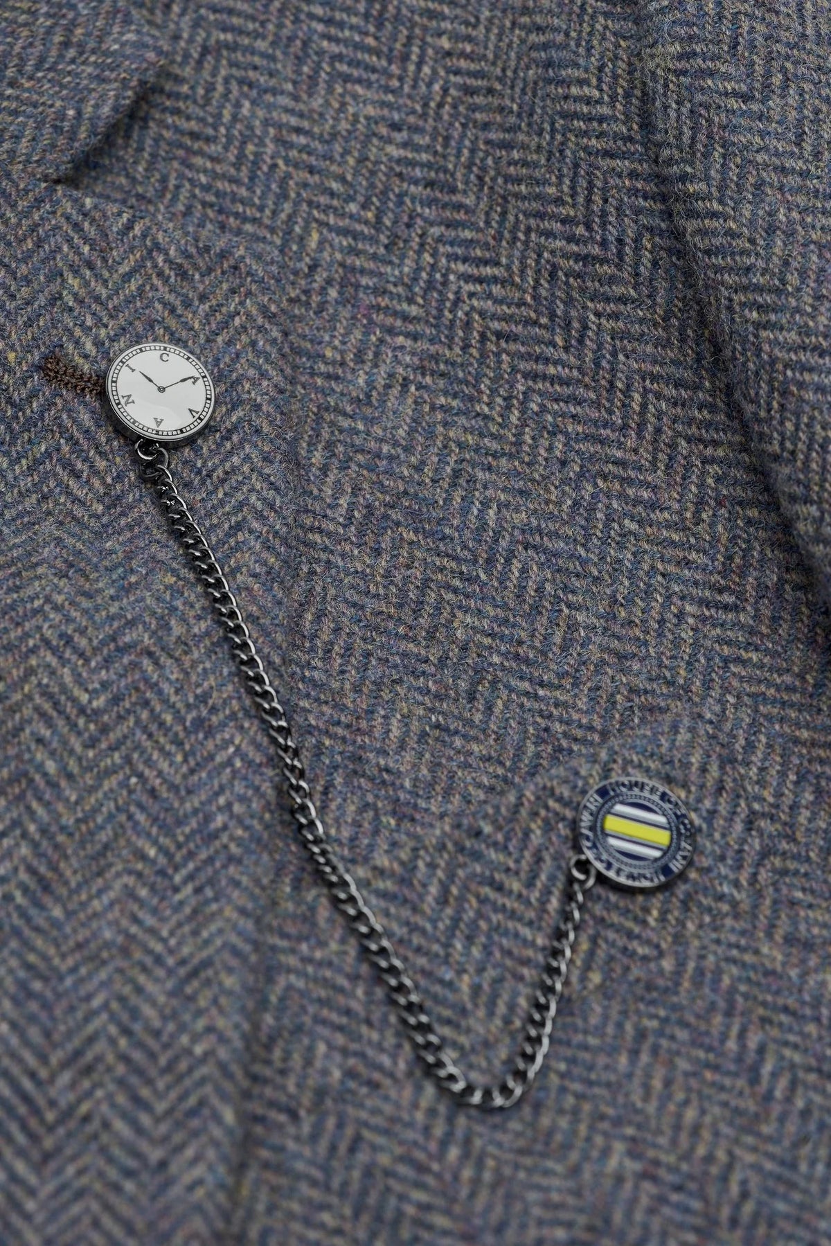 Thomas - Marinblå 3-delad herrkostym i ullblandning i tweed