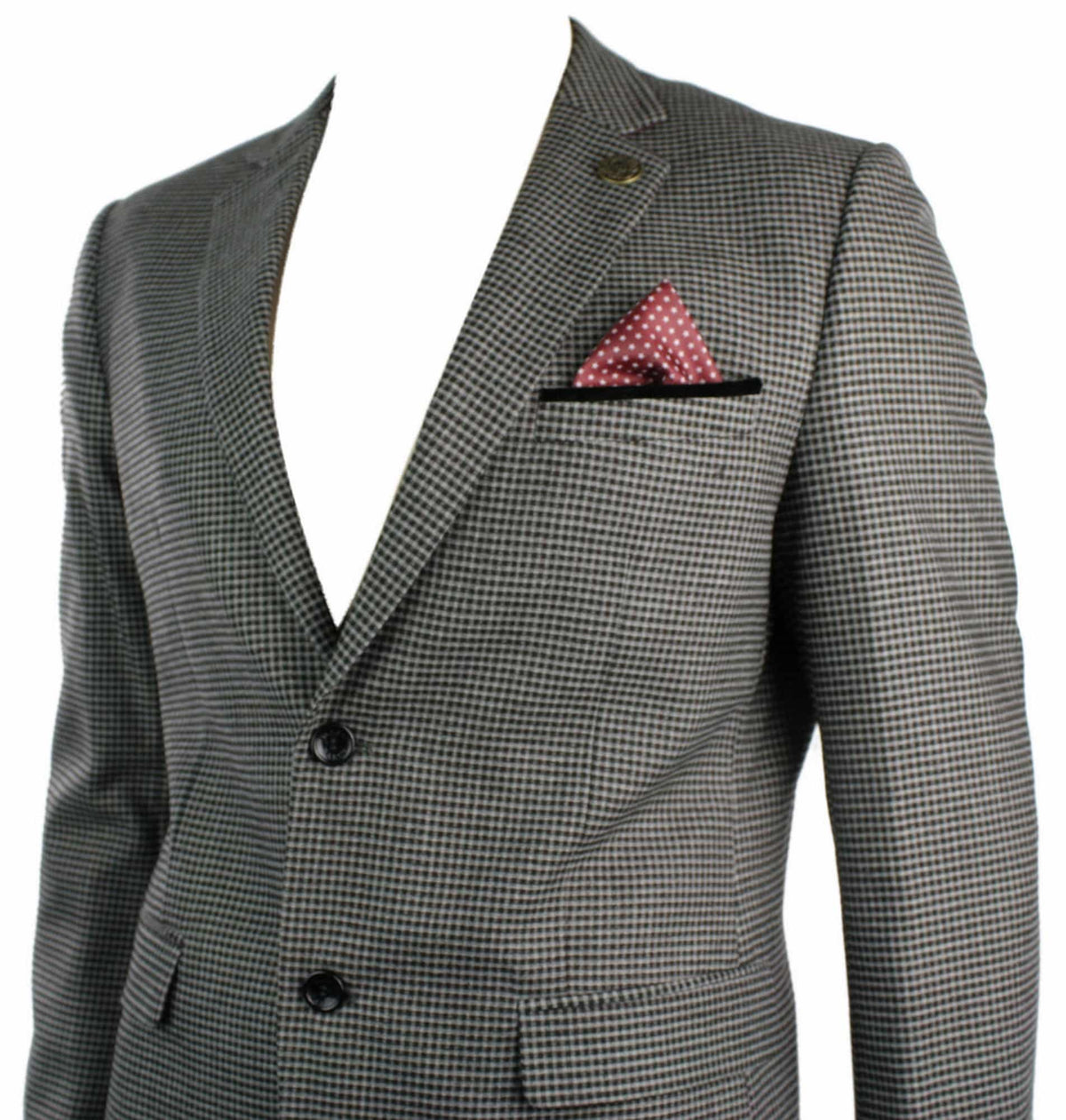 Herr Tweed Vintage Retro Brun Rutig Kavaj Armbågslapp Svart Kant Skräddarsydd