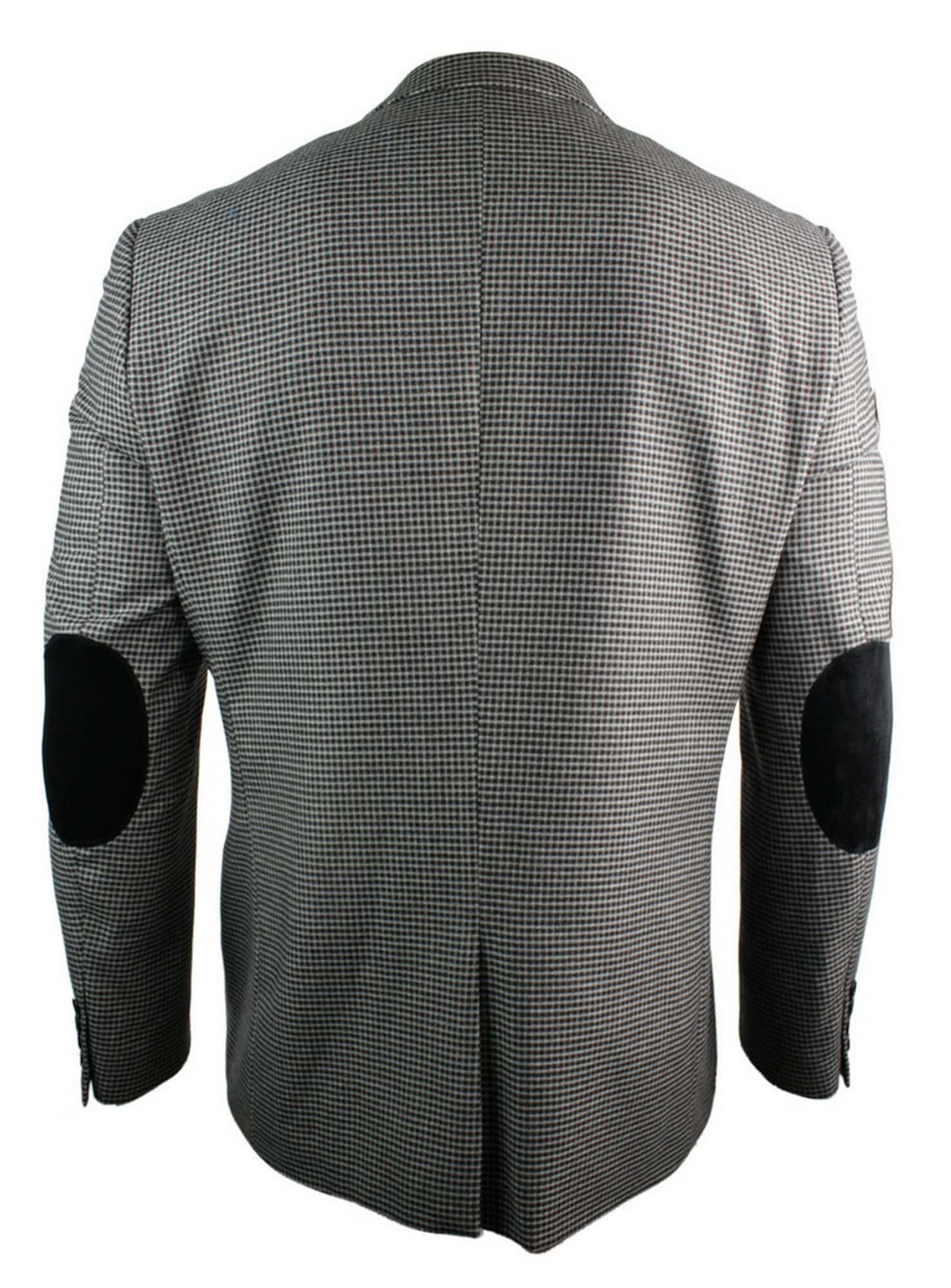 Herr Tweed Vintage Retro Brun Rutig Kavaj Armbågslapp Svart Kant Skräddarsydd