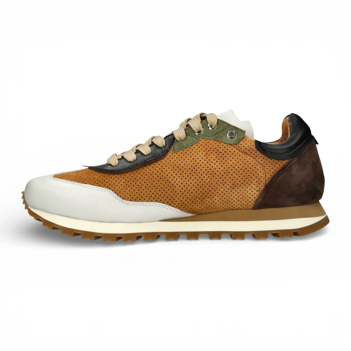 Aglae 02 - Herrsneakers i brunt och vitt läder