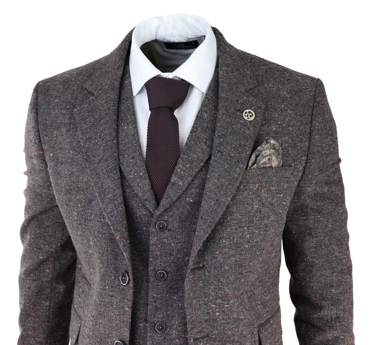 Herrkostym i brun tweed, tredelad