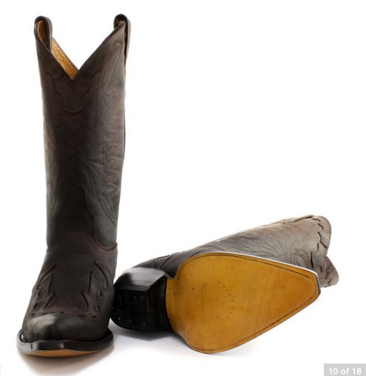 Herr Cowboystövlar Spetsiga Svarta Bruna Grinders Arizona Äkta Läder Western Kubanska