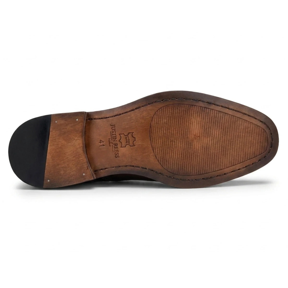 Arlo - Herrskor i brunt läder i tweed, brogue-material