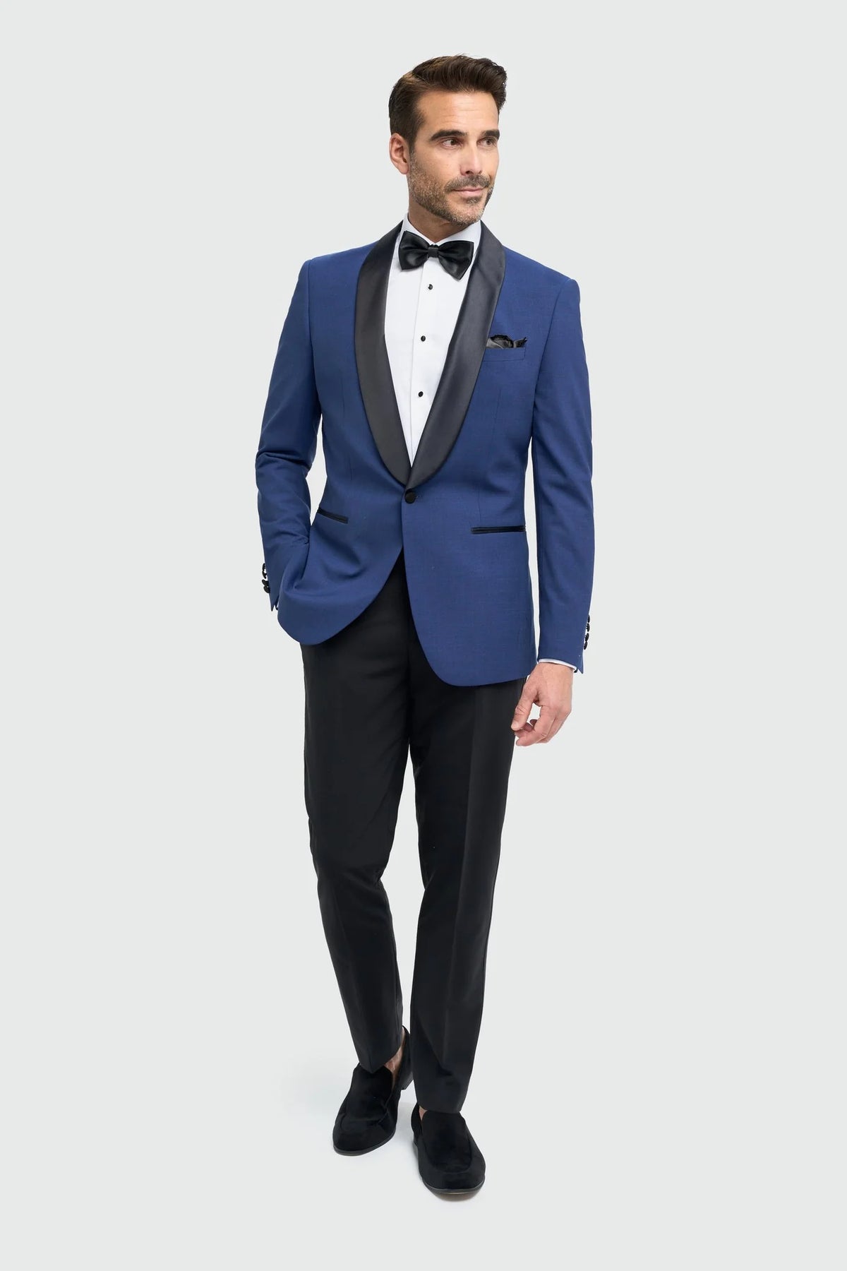 Aspen - Blå smokingkostym med sjalkrage, herrmodell