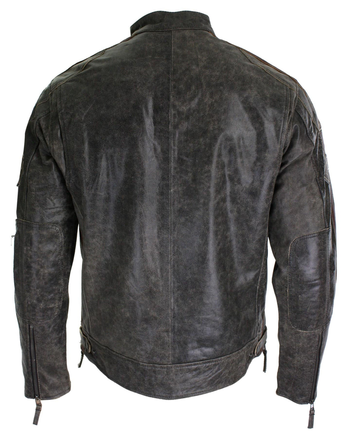 Äkta Läder Klassisk Retro Herr Biker Racerjacka Ökenbrun Grå Casual-Tan