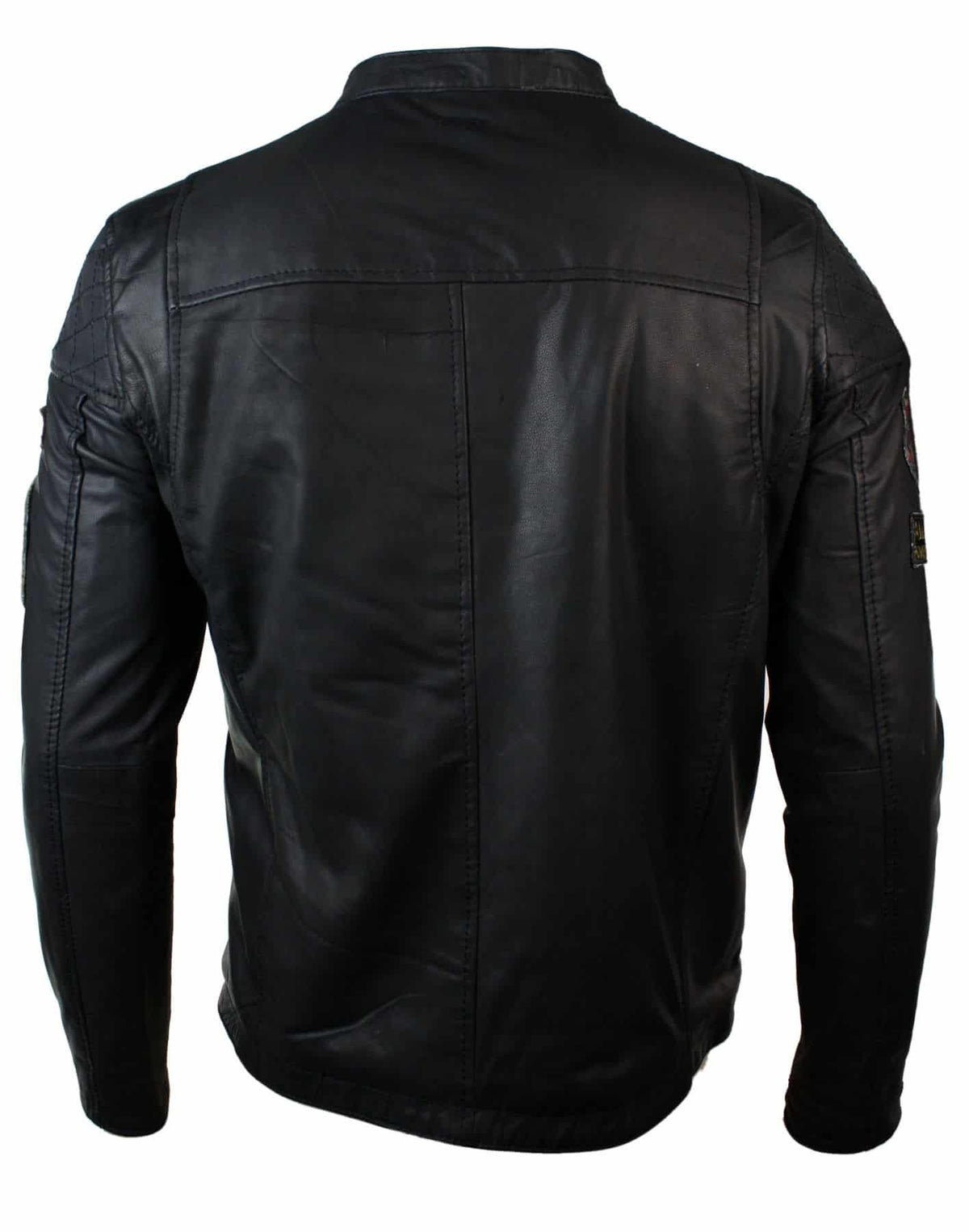 Äkta läder herr svart slim fit retro vintage casual biker jacka märken