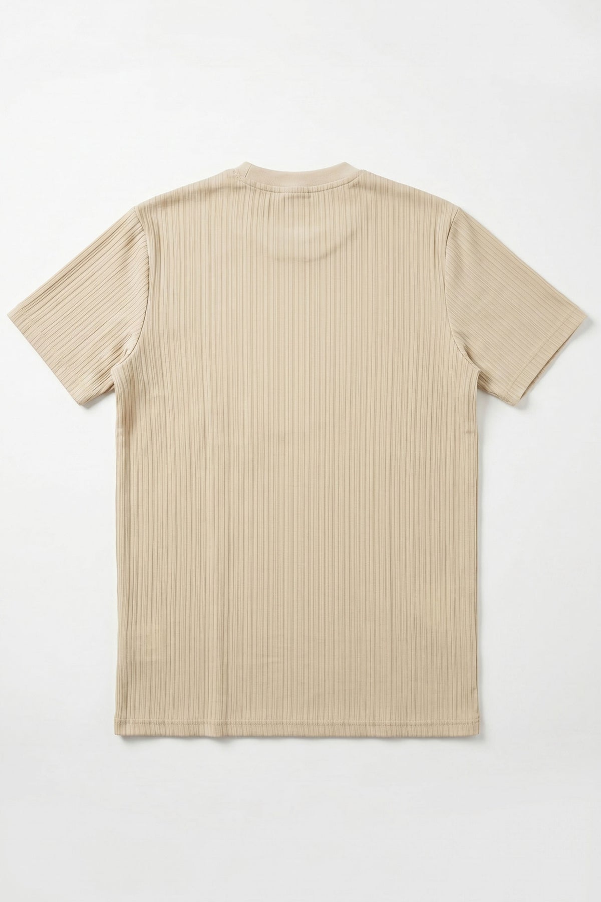 Beige ribbad klassisk t-shirt för män