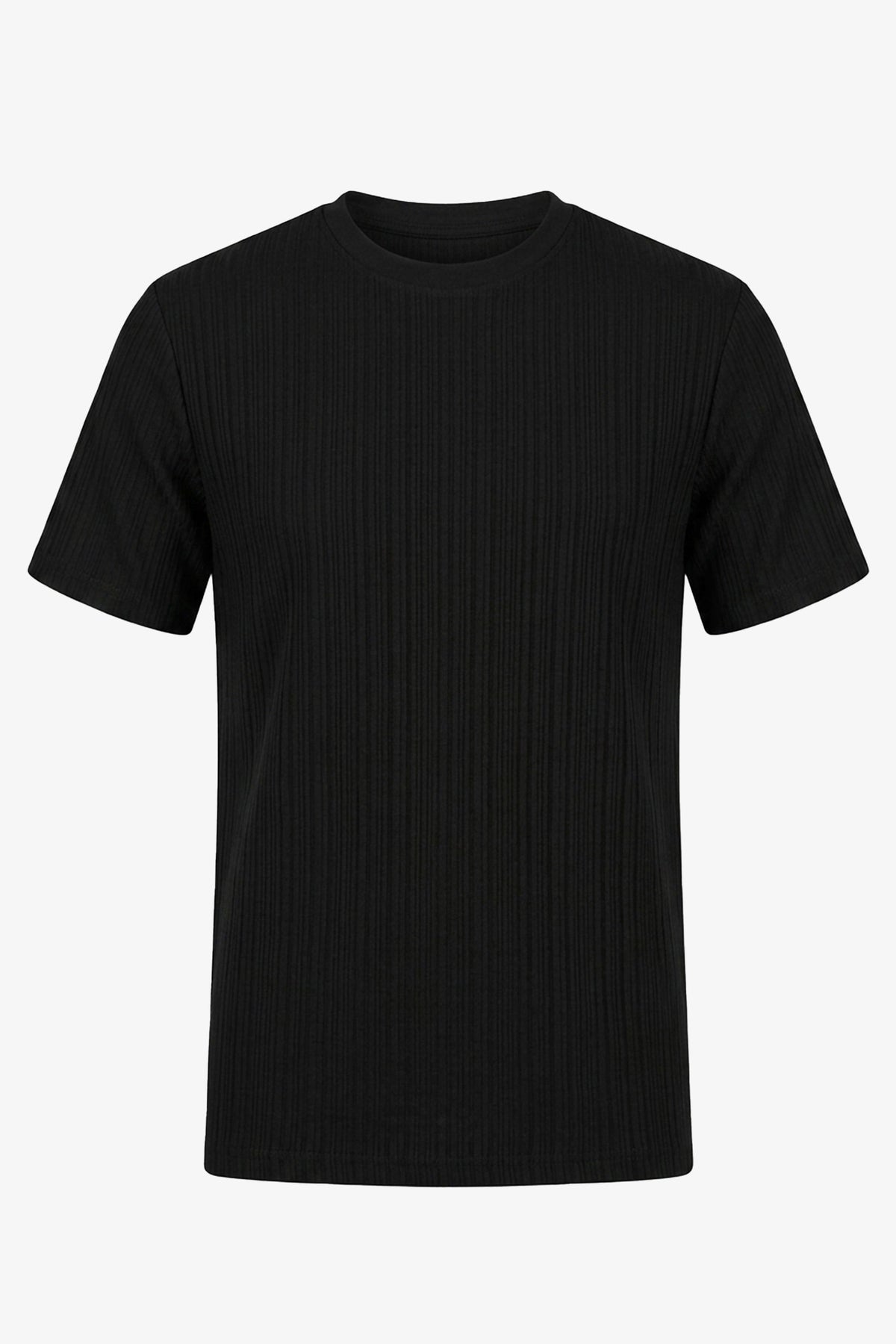 Svart ribbad klassisk t-shirt för män