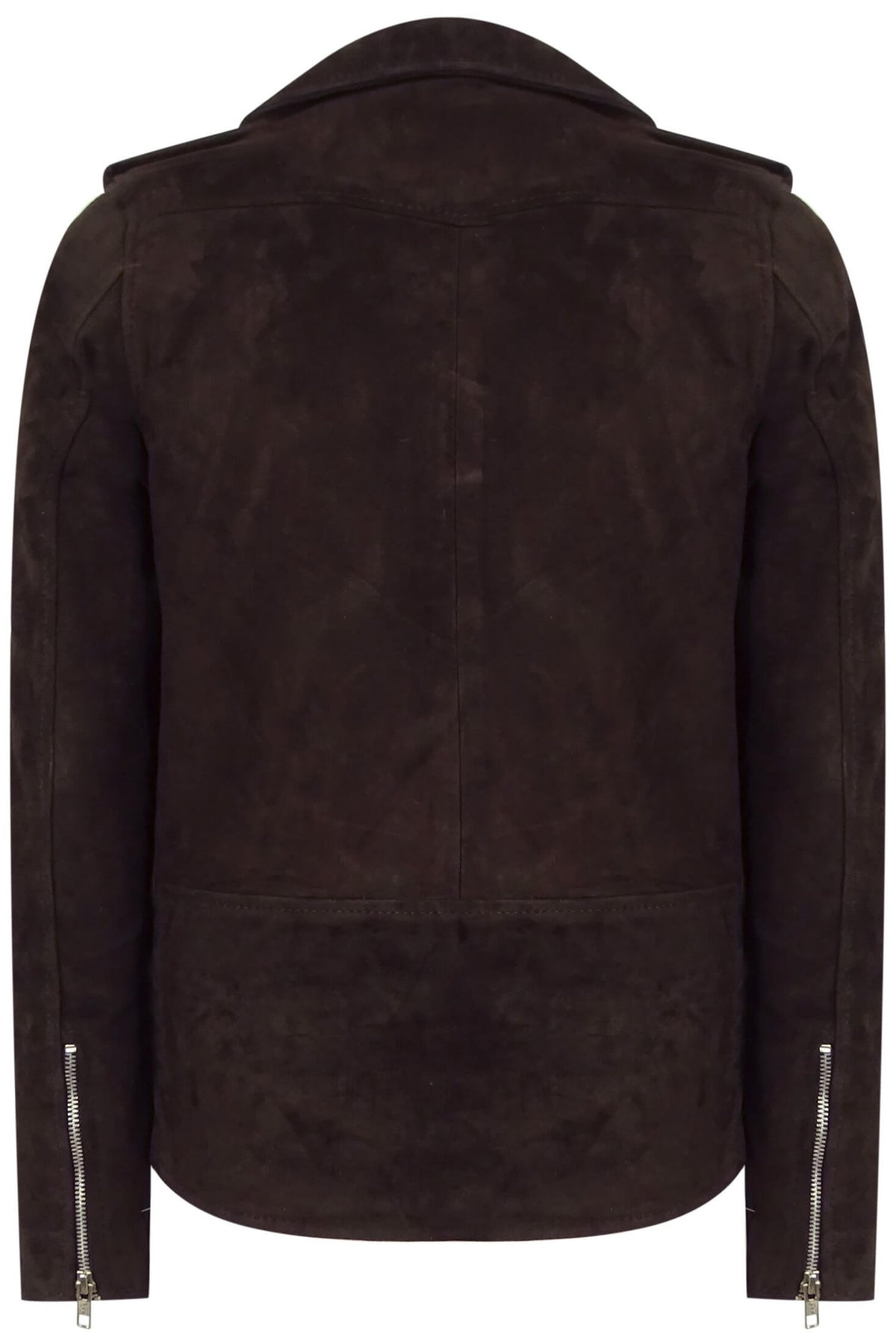Äkta läder Vintage Cross-Zip Brando Suede herrjacka-Brun