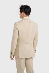 Camden - Herr Beige 3-delad rutig kostym
