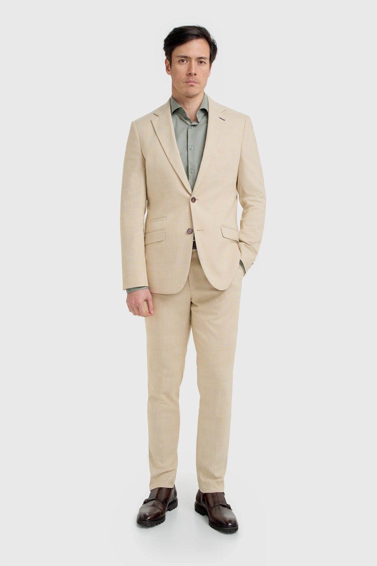 Camden - Herr Beige Rutig Kavaj