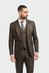 Caridi - Herrkavaj i tweed, brun