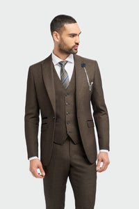 Caridi - Herrkavaj i tweed, brun