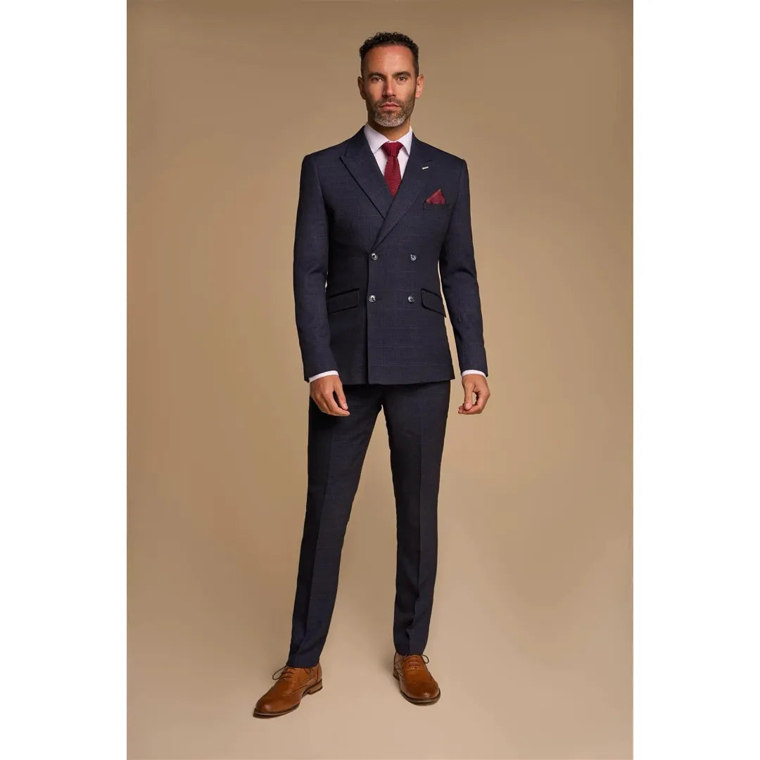 Caridi - Marinblå dubbelknäppt herrkostym i två delar