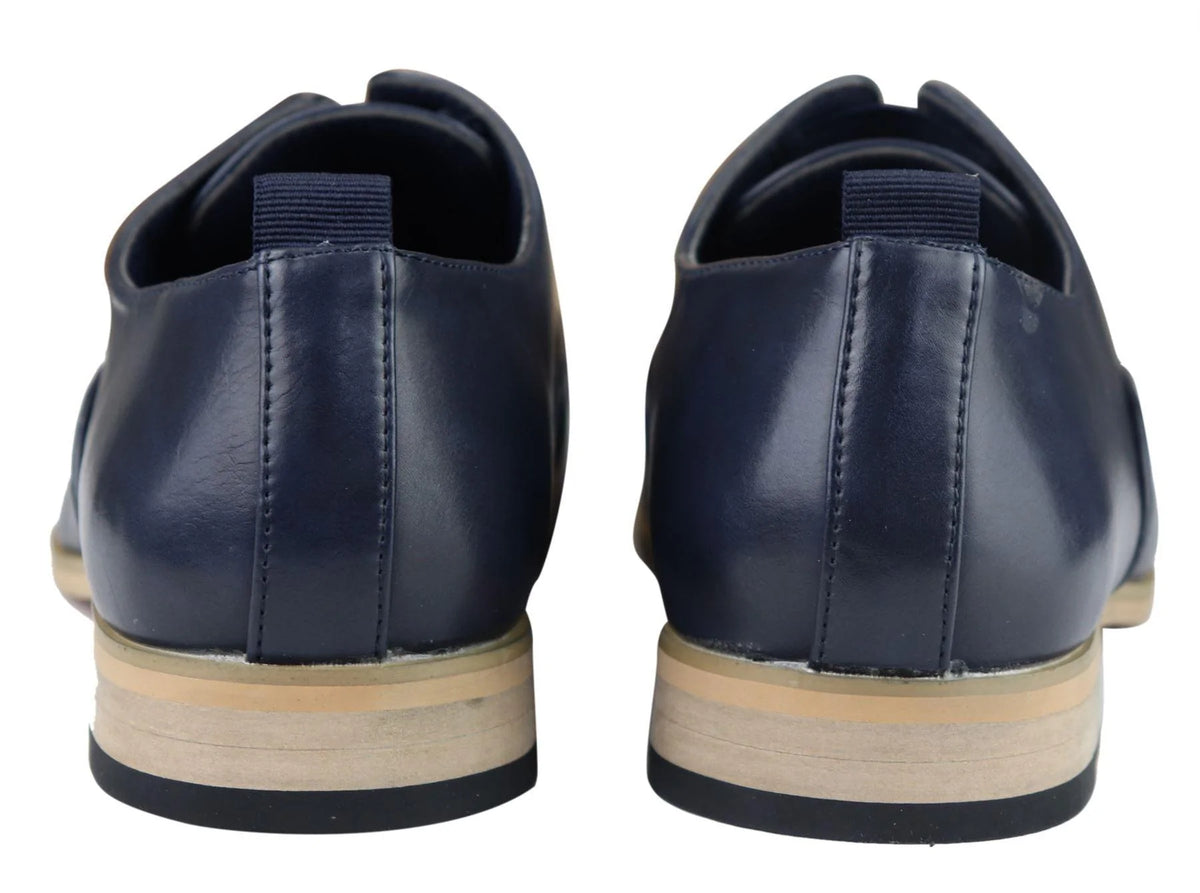 Herr Slip-On Skor i Äkta Läder Eleganta Formella Marinblå Tan Brun Bröllop Kontor Fest